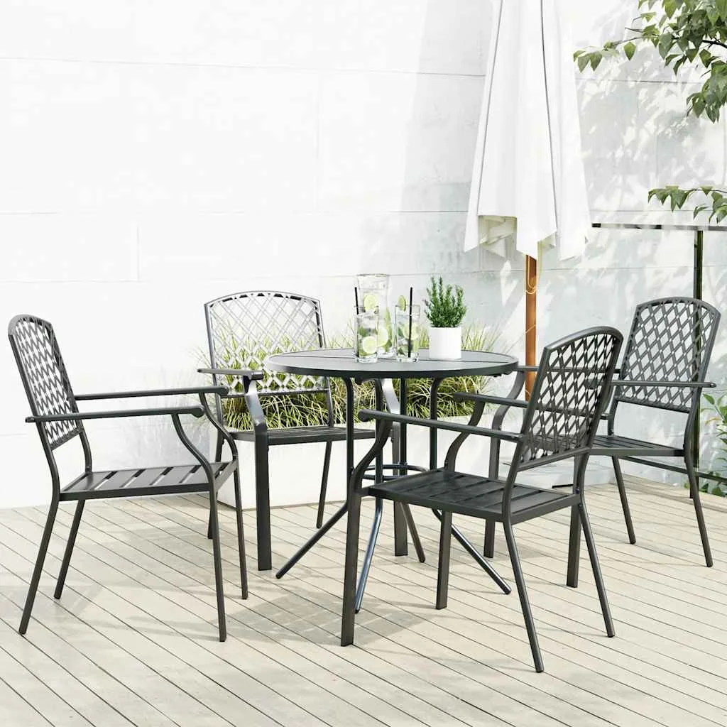 vidaXL Stackable Garden Chair Set 5 Piece Anthracite Powder-coated Steel