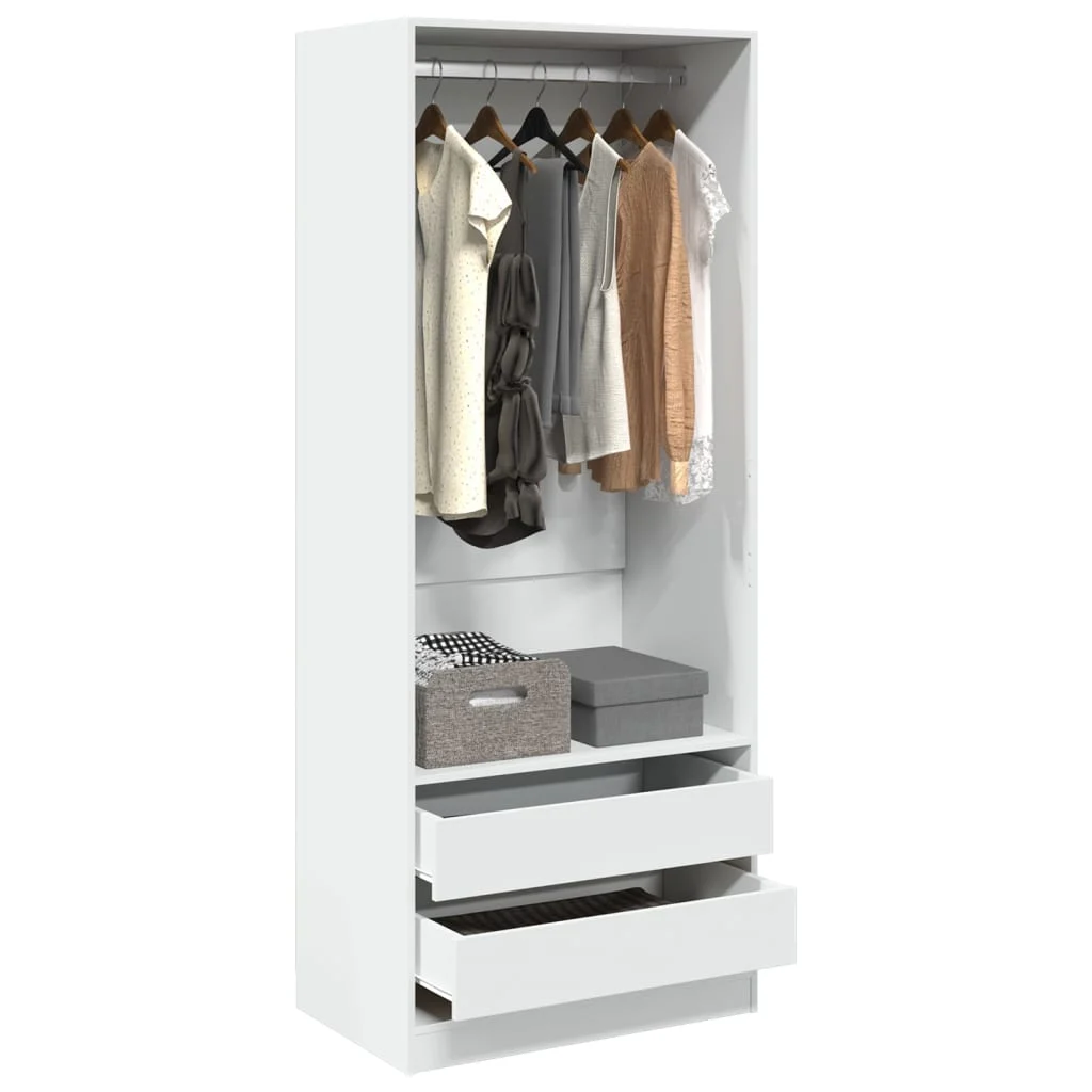 vidaXL Wardrobe White 80x50x200 cm Engineered Wood