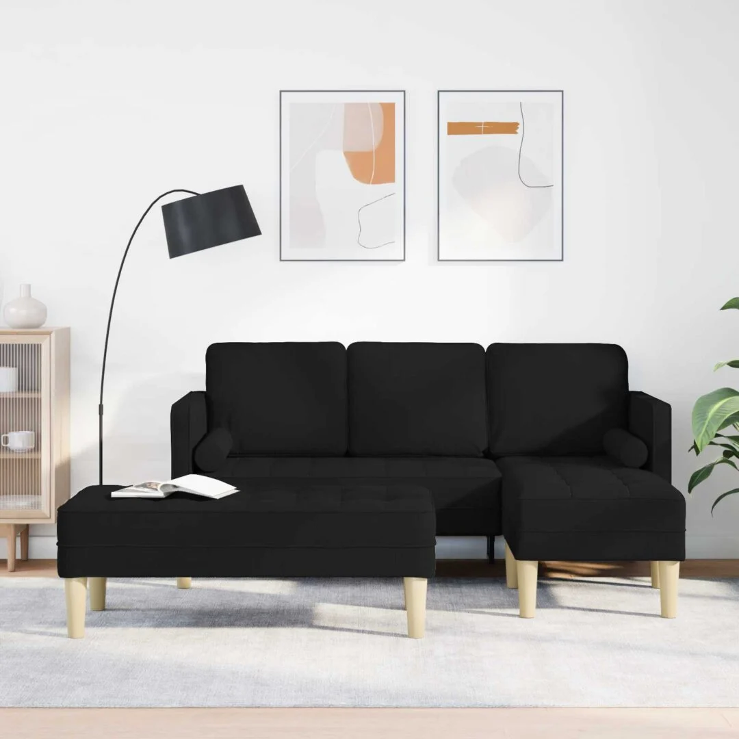 vidaXL Sofa Set 2 pcs Black Polyester