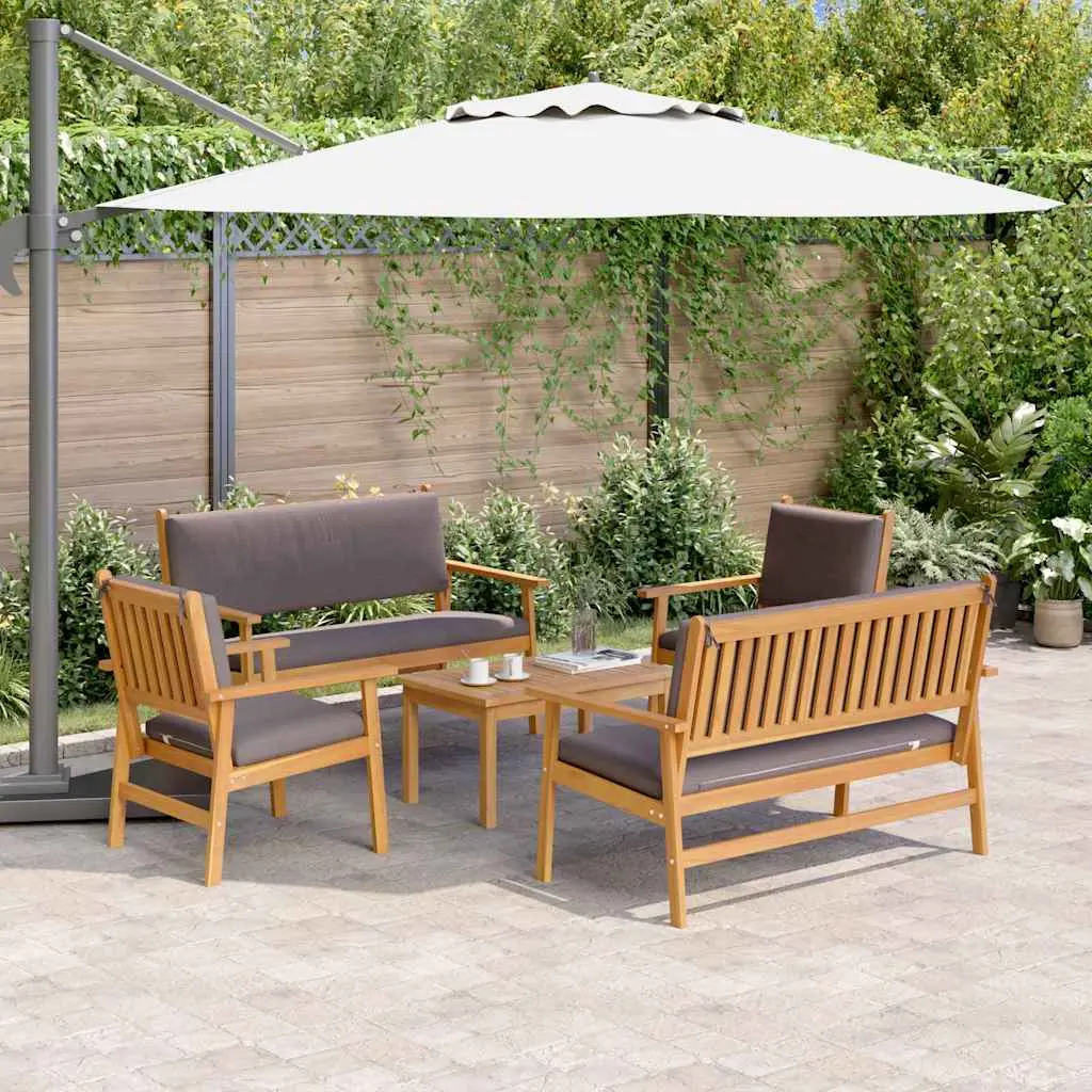vidaXL Garden Sofa Set 5 pcs 4-Seater Brown Solid Acacia Wood