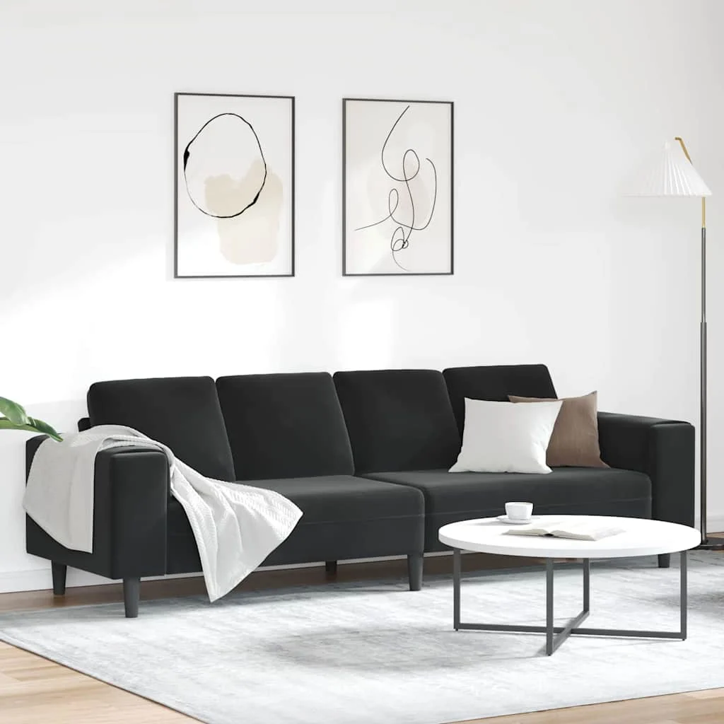 vidaXL Living Room Couch Black 250 x 77 x 76 cm