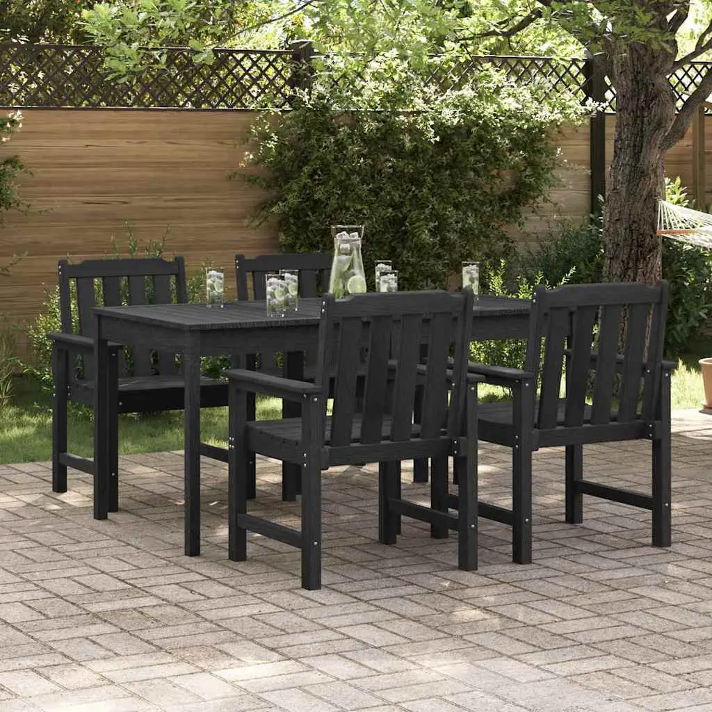 vidaXL Garden Chair 4 pcs Black Polyethylene