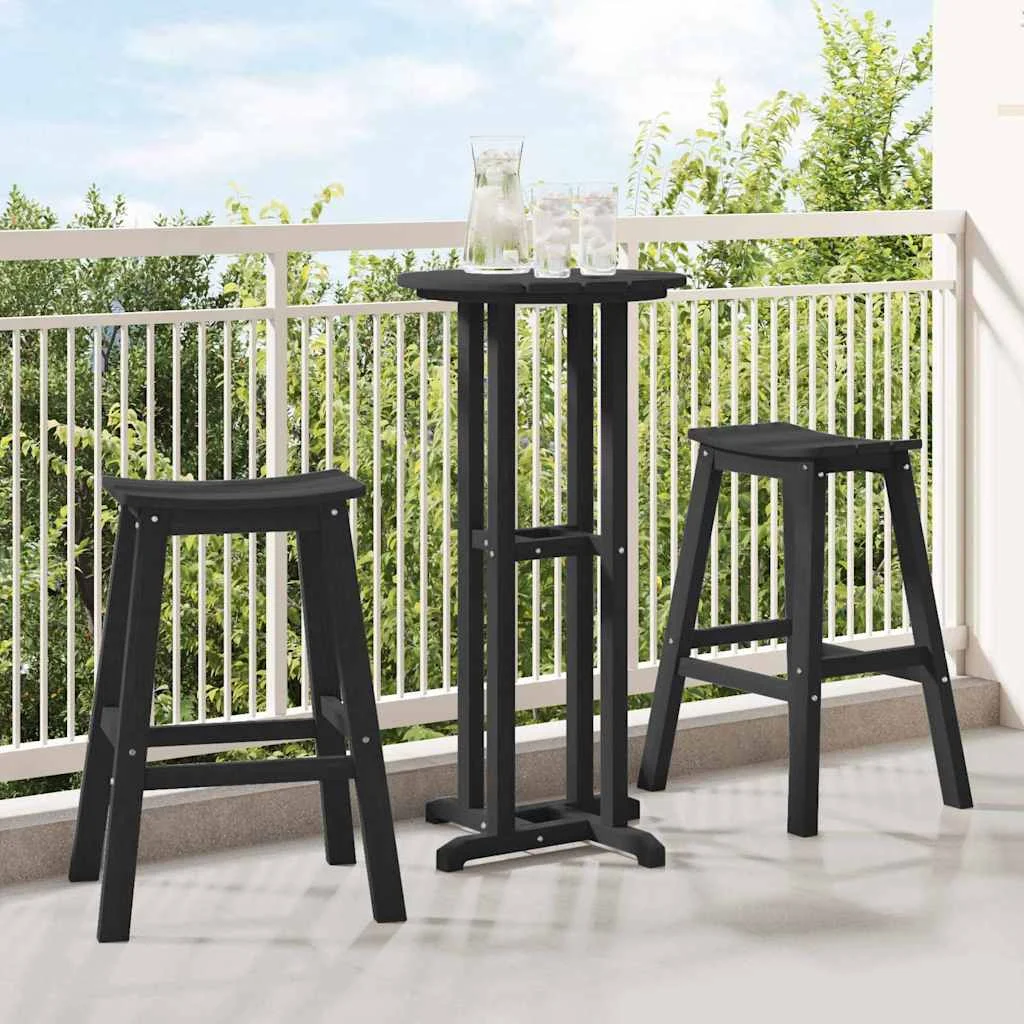 vidaXL Garden Bar Set 3 pcs Black HDPE