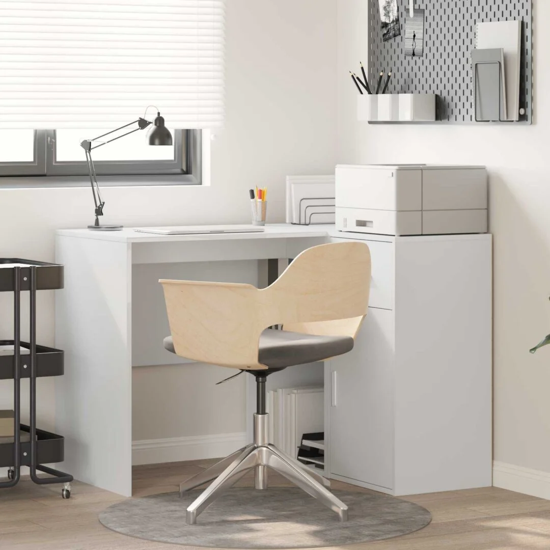 vidaXL Corner Desk with Drawer with Shelf White 102 x 88 x 75 cm