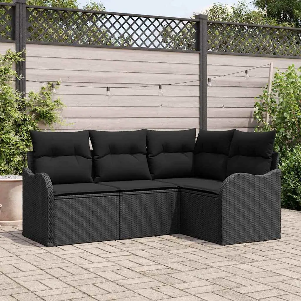 vidaXL Garden Sofa Set Black Poly Rattan