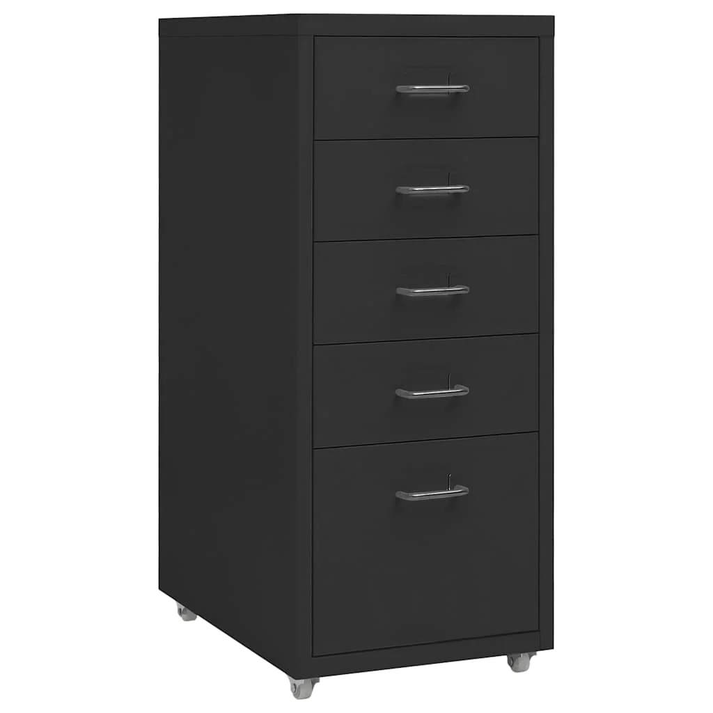 vidaXL Mobile File Cabinet Black 28x41x69 cm Metal