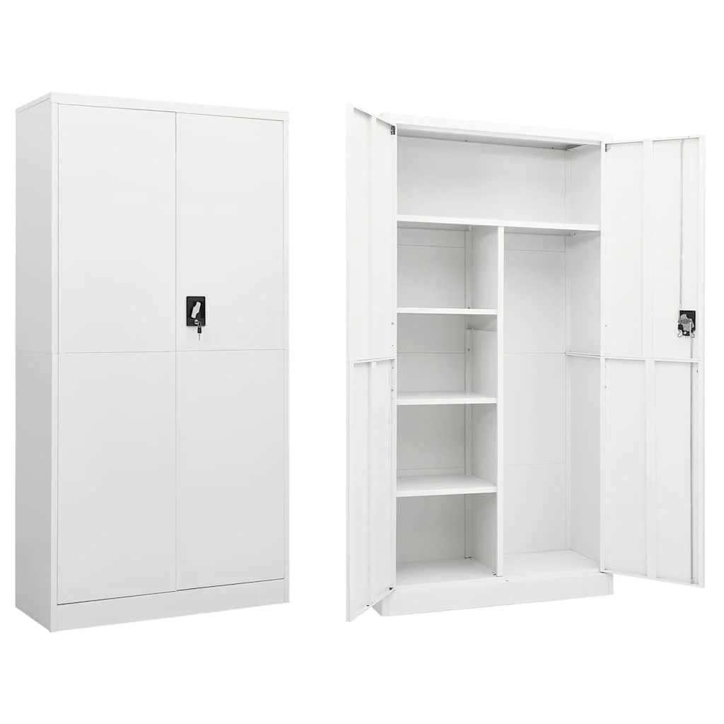 vidaXL Locker Cabinet White 90x40x180 cm Steel