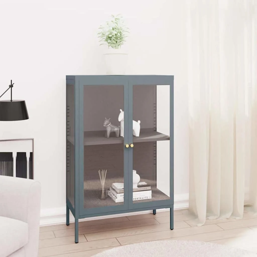 vidaXL Sideboard Anthracite 75x35x105 cm Steel and Glass