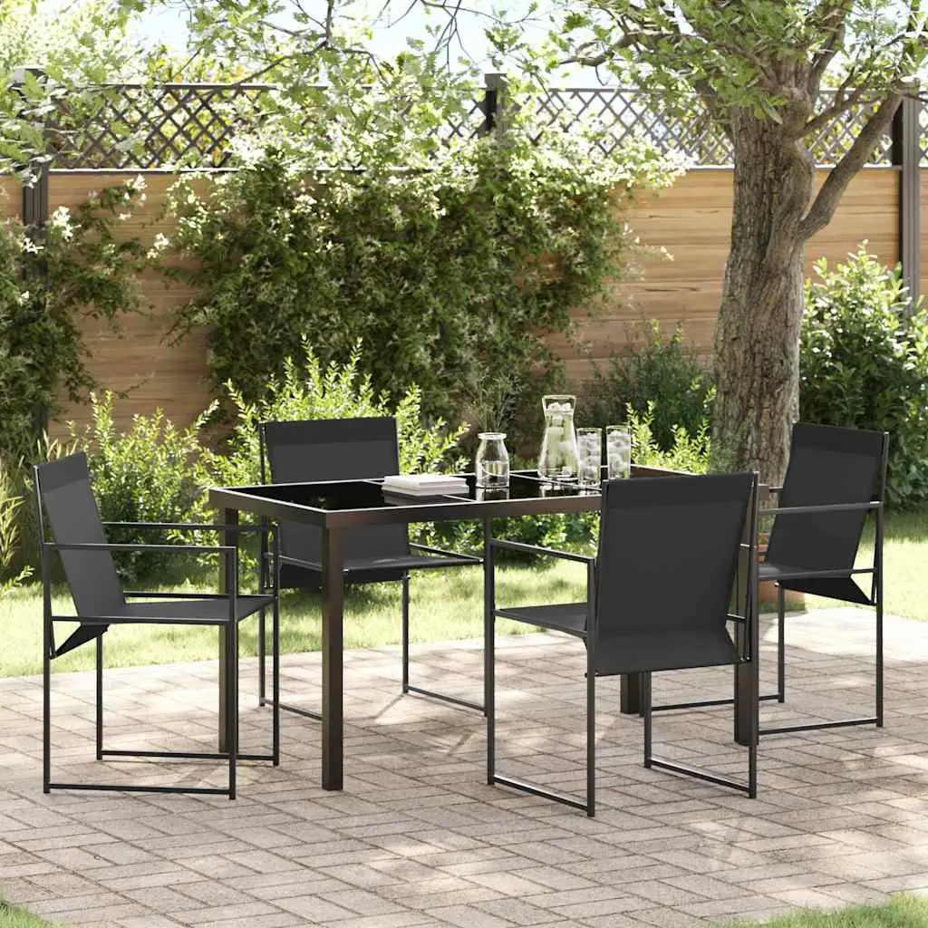 vidaXL Garden Dining Set 5 pcs Black Textilene and Steel