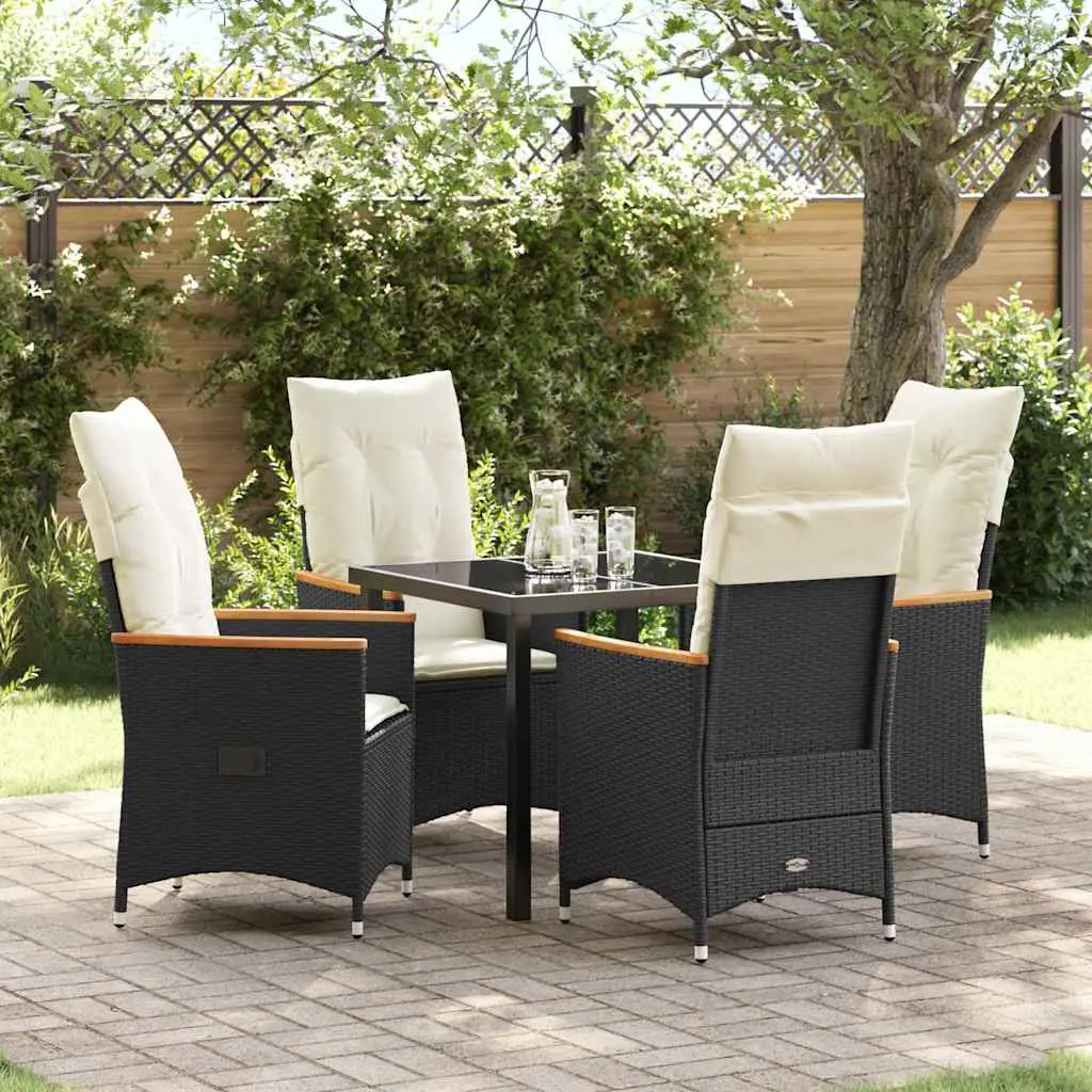 vidaXL Garden Dining Set 5 pcs Black Poly Rattan
