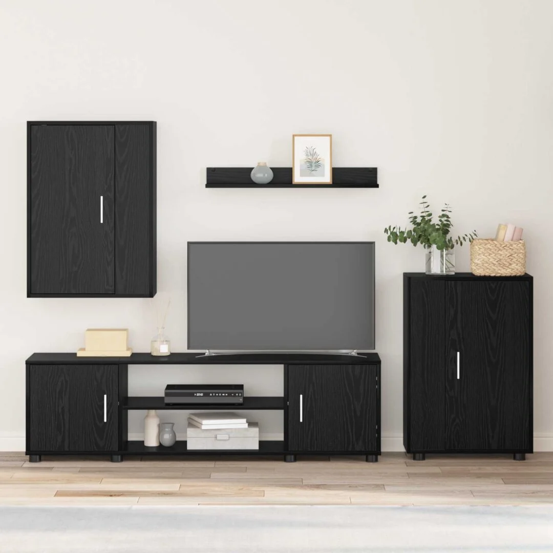 vidaXL TV Cabinet Set Black Oak Engineered wood