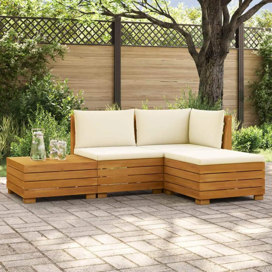 vidaXL 4 pcs Outdoor Sofa Set Solid Acacia Wood Brown