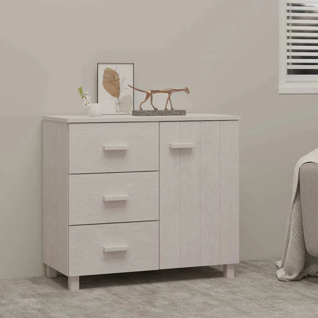 vidaXL Sideboard "HAMAR" White 90x40x80 cm Solid Pinewood
