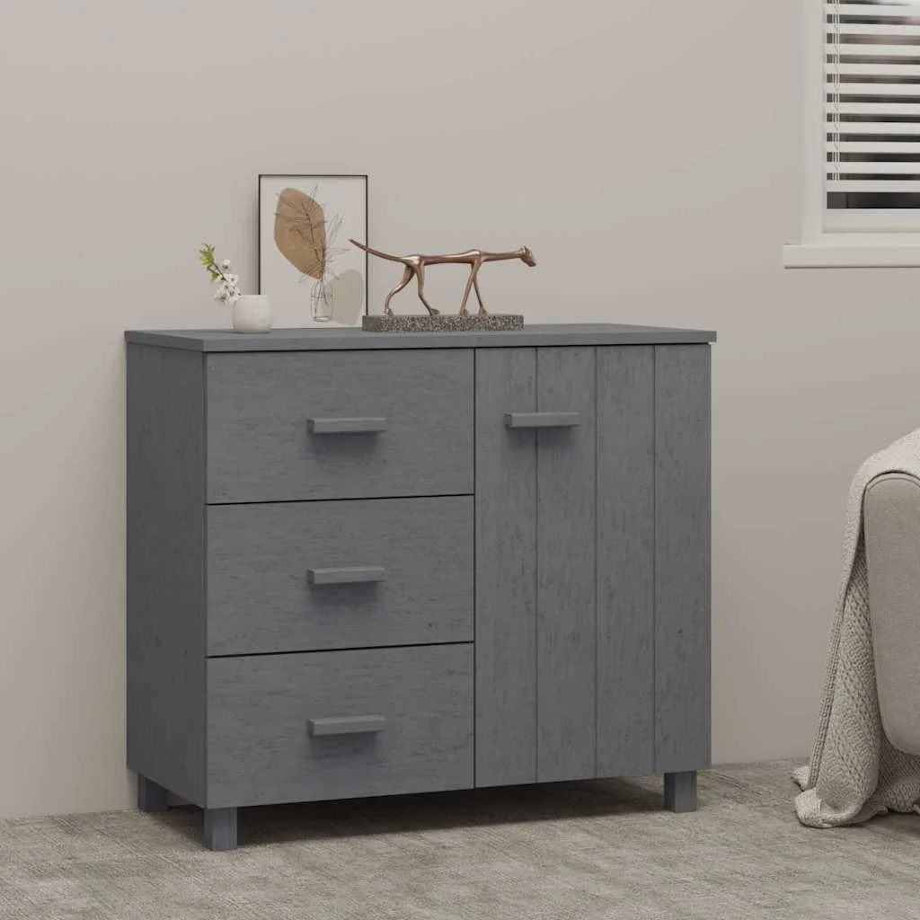 vidaXL Sideboard "HAMAR" Dark Grey 90x40x80 cm Solid Pinewood