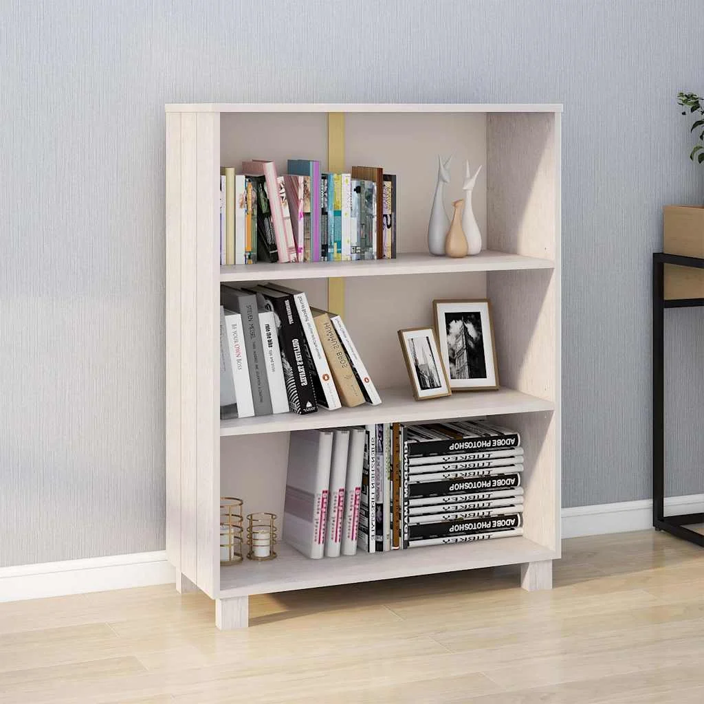 vidaXL Book Cabinet "HAMAR" White 85x35x112 cm Solid Wood Pine