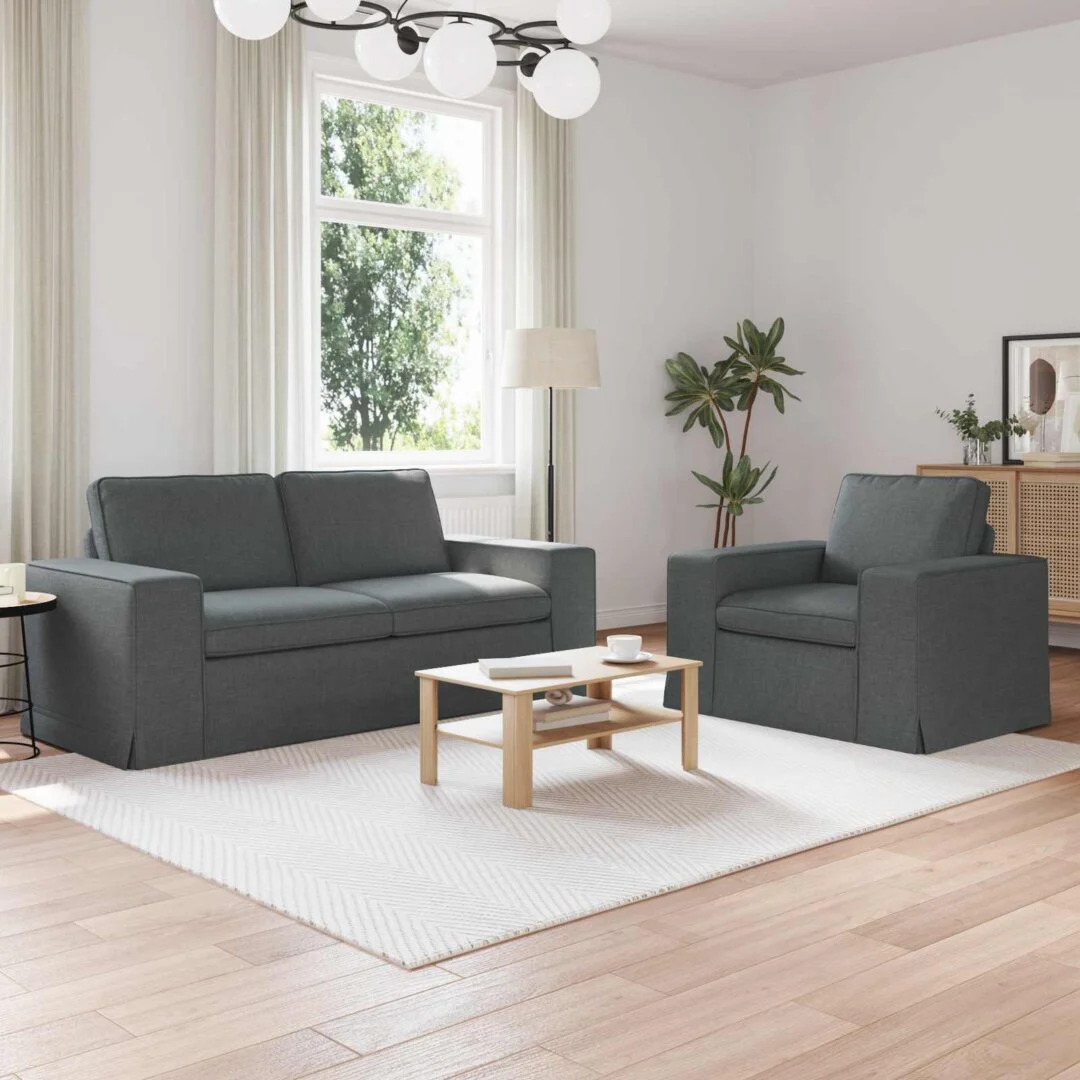 vidaXL Sofa Set 2 pcs Dark Grey Fabric – Sofa 182 x 80 x 82 cm