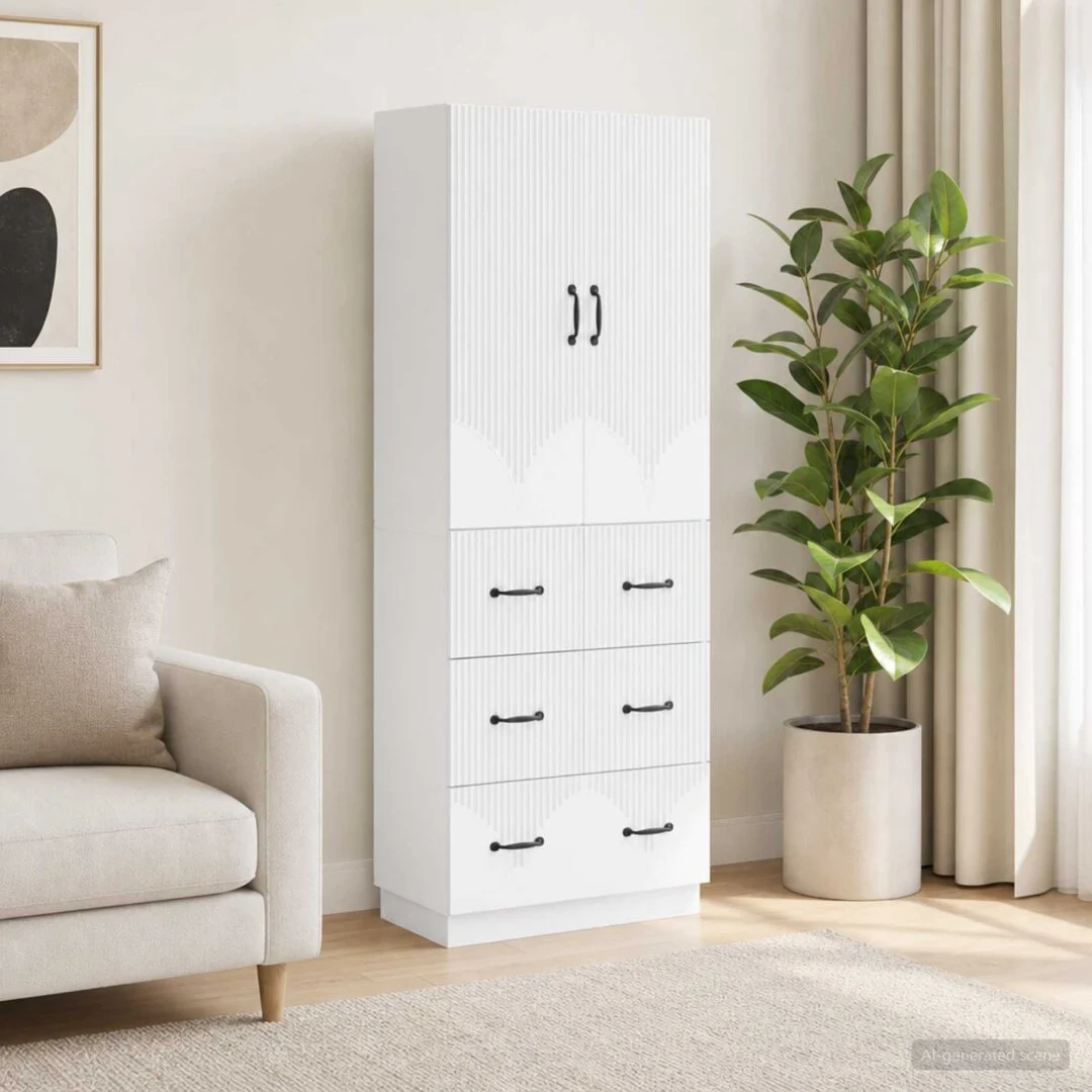 vidaXL Cabinet Set 2 pcs 66 x 34.5 x 87 cm Engineered Wood White