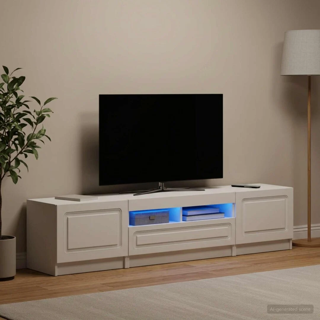 vidaXL LED TV Cabinet UTRECHT 3 pcs White Engineered Wood