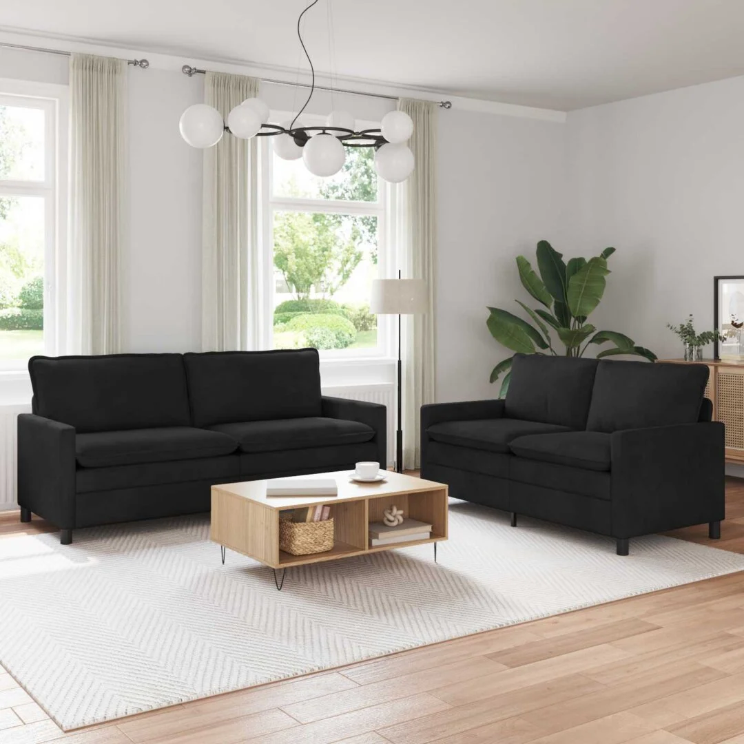 vidaXL Sofa Set 2 pcs Black Velvet