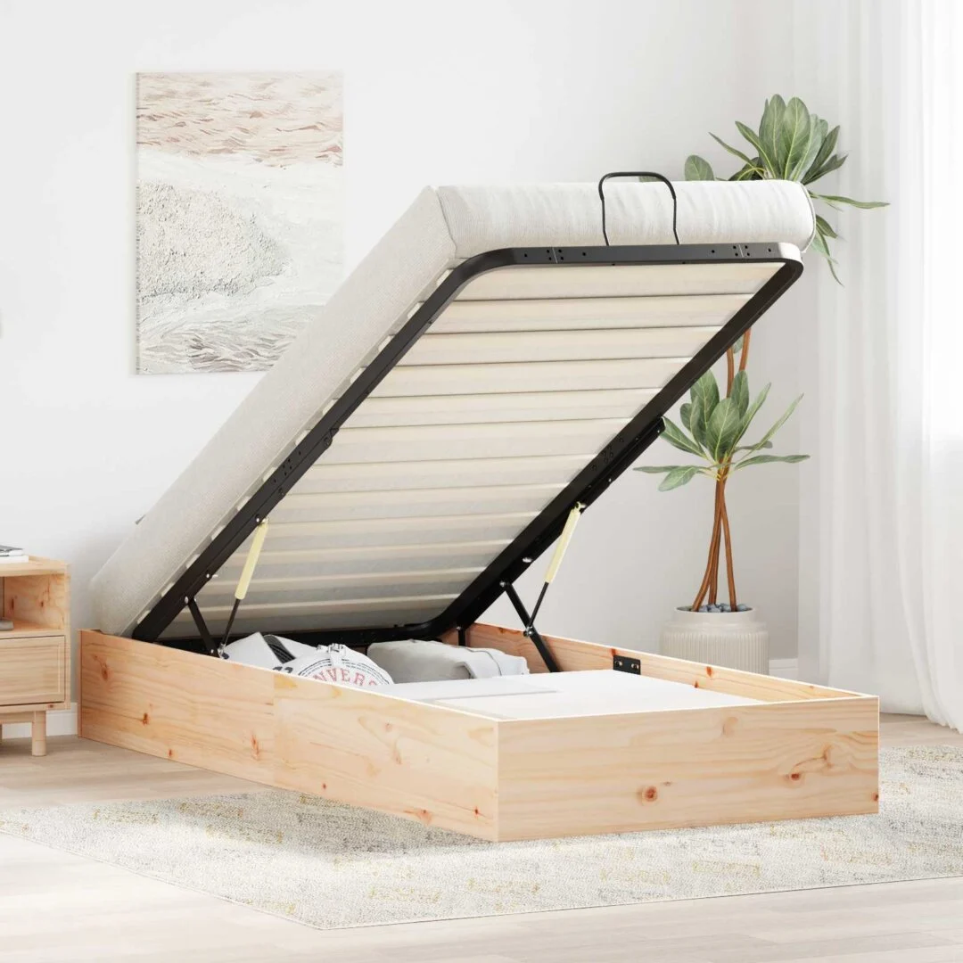 vidaXL Ottoman Bed Frame with Storage Natural 90 x 190 cm