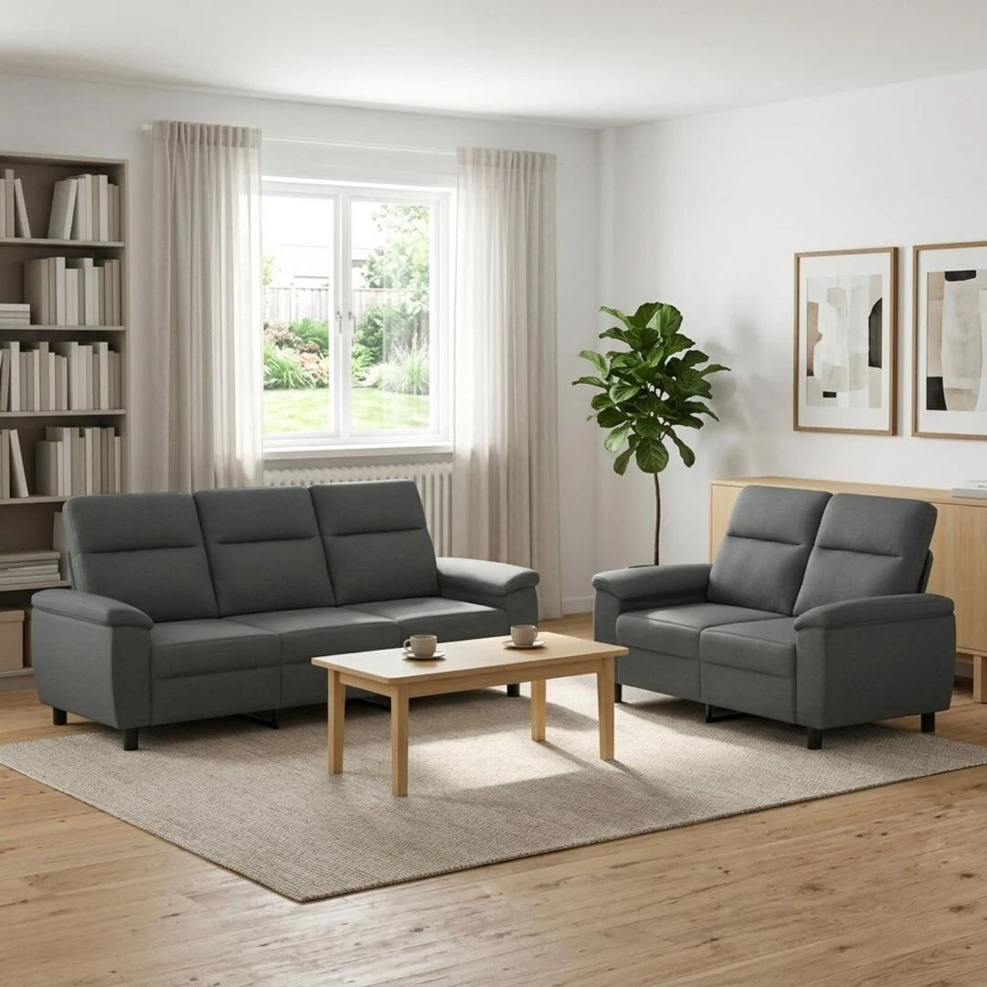 vidaXL Sofa Set 2 pcs Dark Grey Fabric – Sofa 214 x 90 x 95 cm