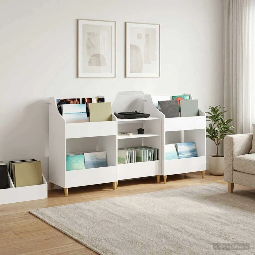 vidaXL Media Shelves Set 3 pcs White 212 x 46 x 112 cm Engineered Wood