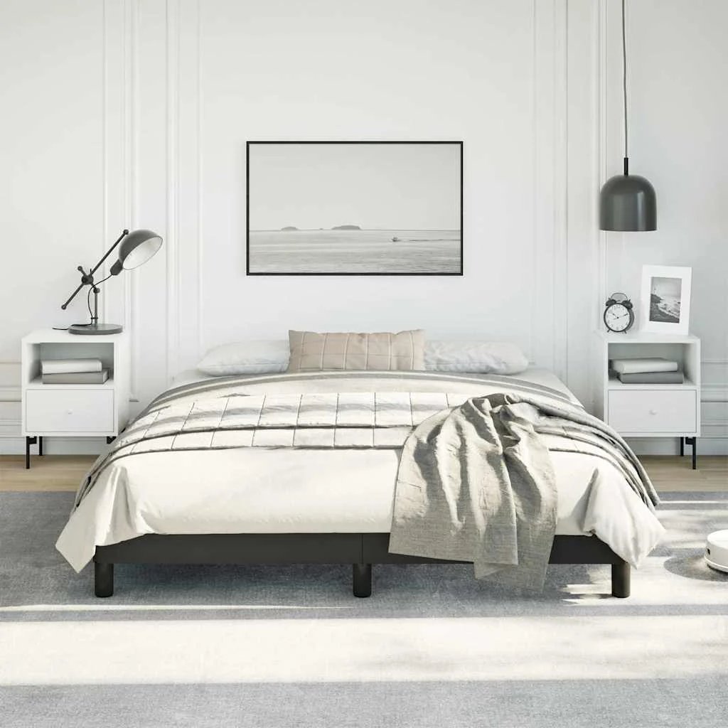 vidaXL Bed Frame without Mattress Black 152x203 cm Queen Faux Leather – 206 x 155 x 25 cm