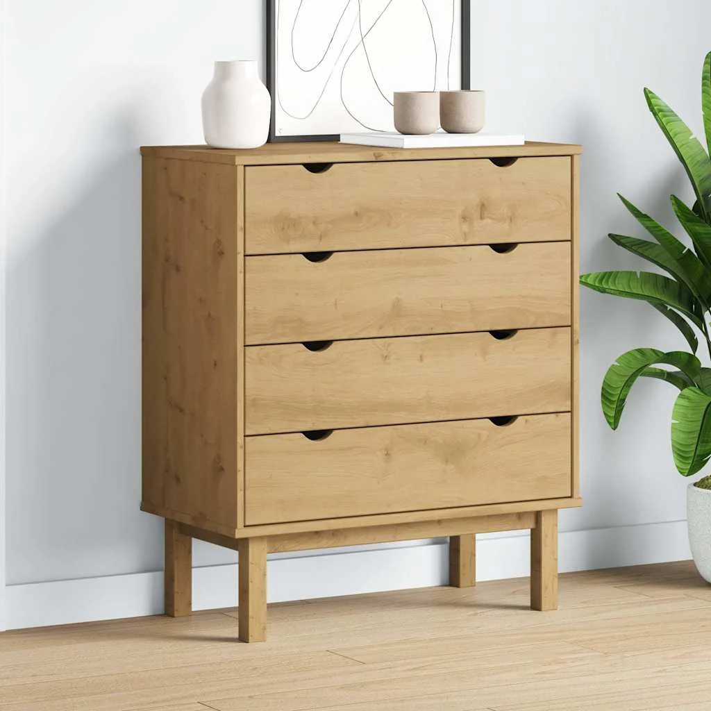 vidaXL Drawer Cabinet OTTA 76.5x39.5x90cm Solid Wood Pine