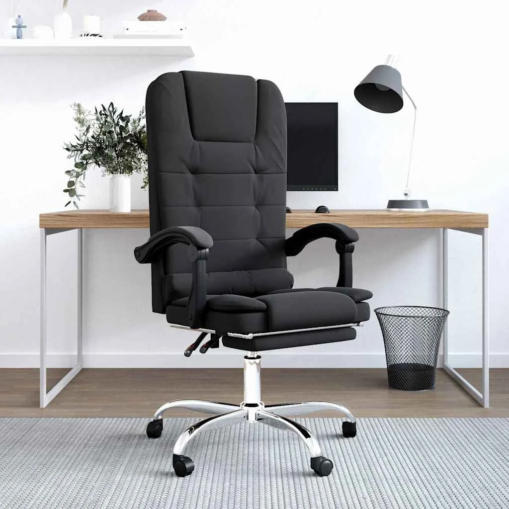 vidaXL Massage Reclining Office Chair Black Faux Leather