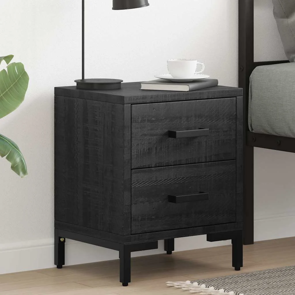 vidaXL Bedside Cabinet Black 36x30x45 cm Solid Pinewood