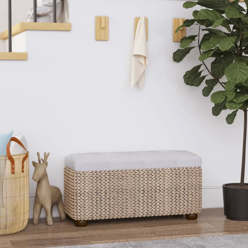 vidaXL Storage Benches 2 pcs with Grey Cushion 69 cm Cattail