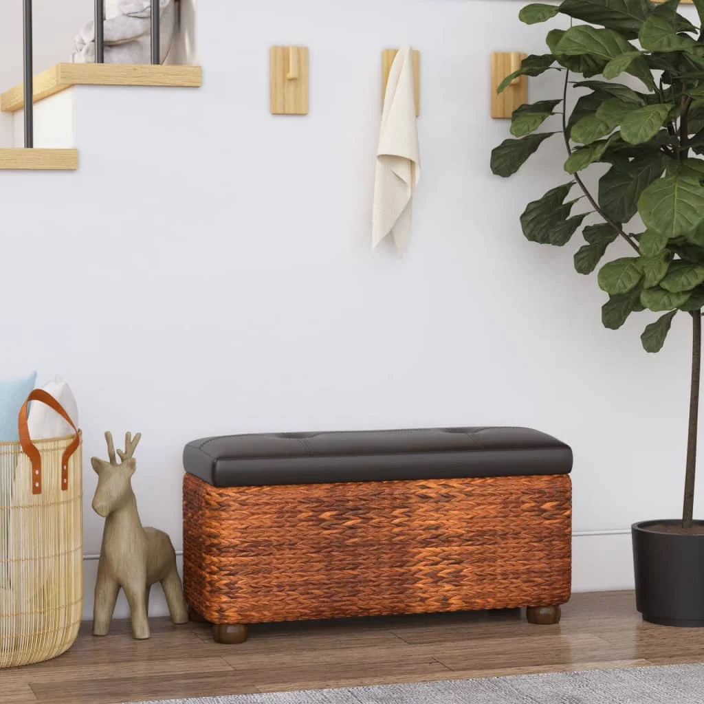 vidaXL Storage Benches 2 pcs with Brown Cushion 69 cm Cattail