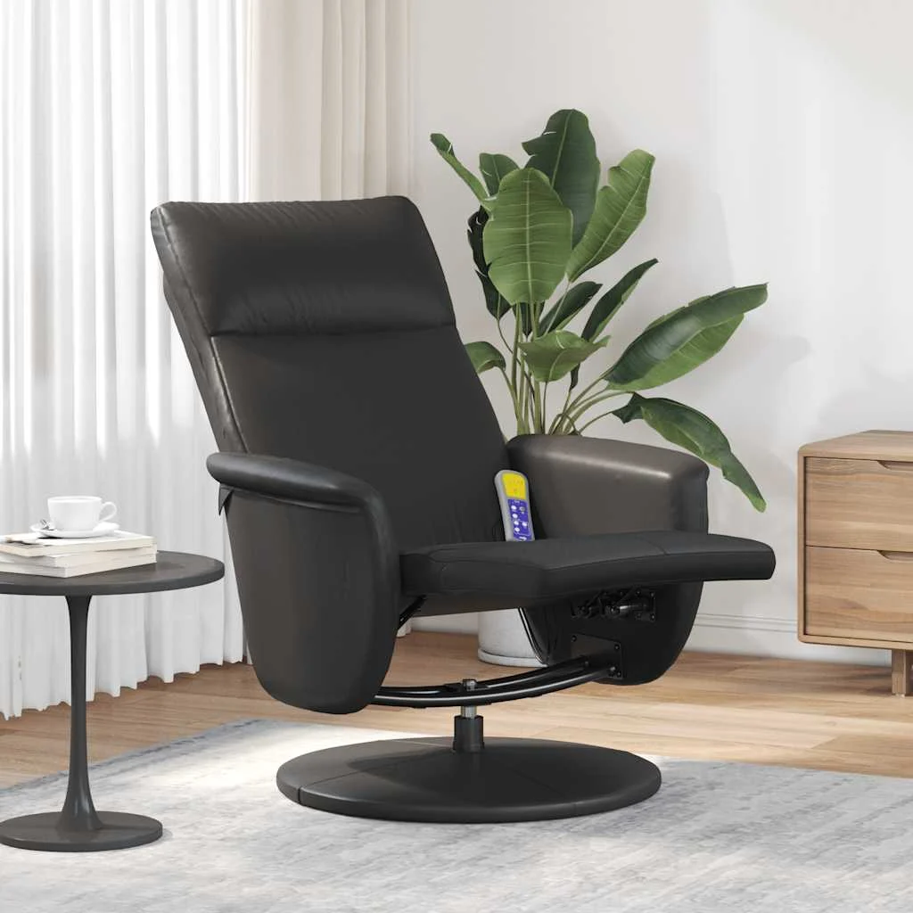 vidaXL Massage Recliner Chair with Footrest Black Faux Leather
