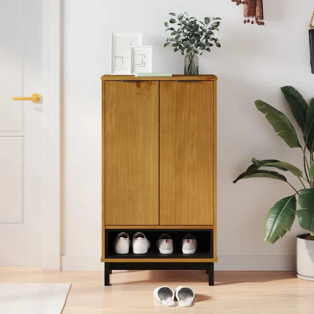 vidaXL Shoe Cabinet FLAM 59.5x35x107 cm Solid Wood Pine