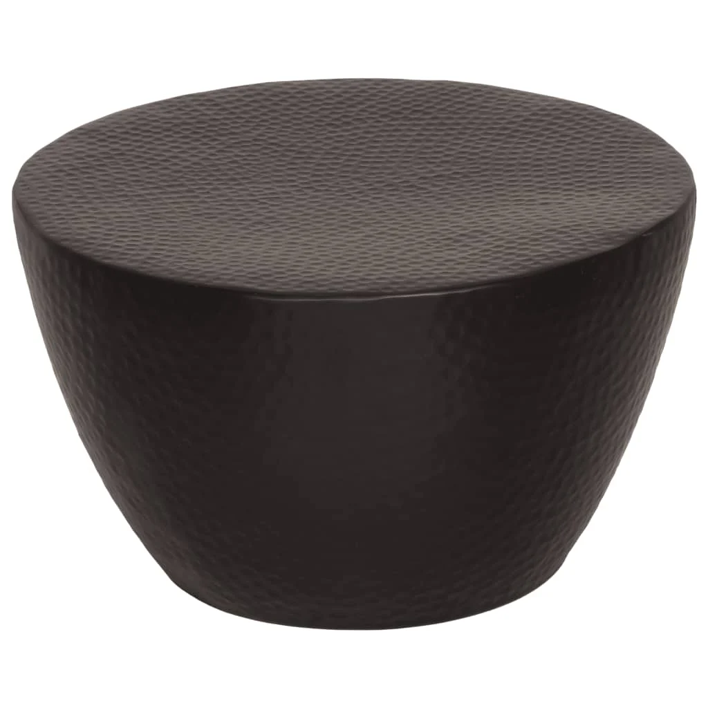 vidaXL Coffee Table Hammered Aluminium Ø 50x30 cm Black