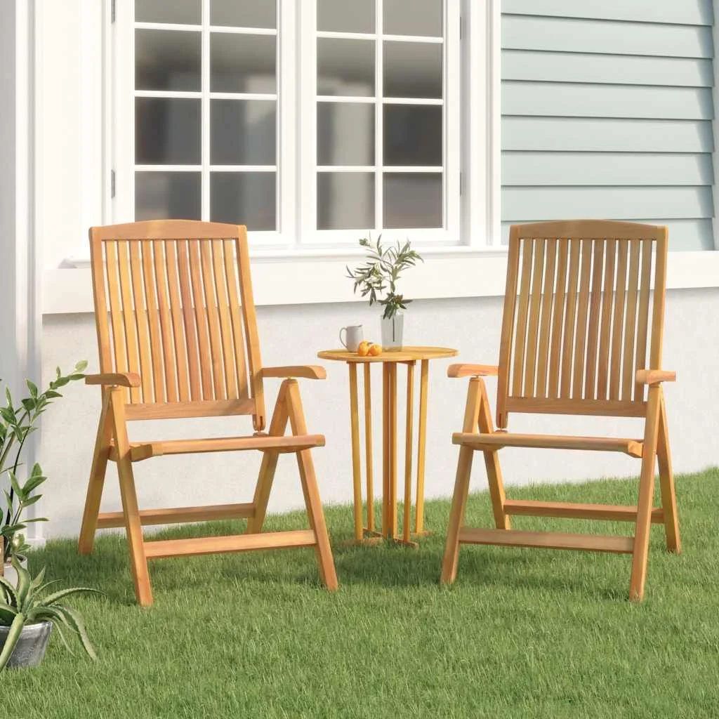vidaXL Reclining Folding Chairs 2 pcs Solid Wood Teak