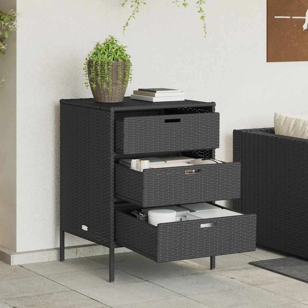 vidaXL Garden Storage Cabinet Black 55x59x80 cm Poly Rattan
