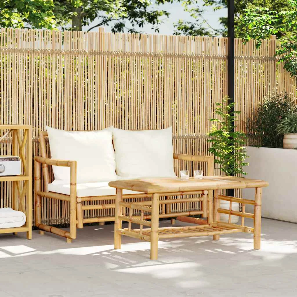 vidaXL 2 Piece Garden Sofa Set with Cushions Bamboo