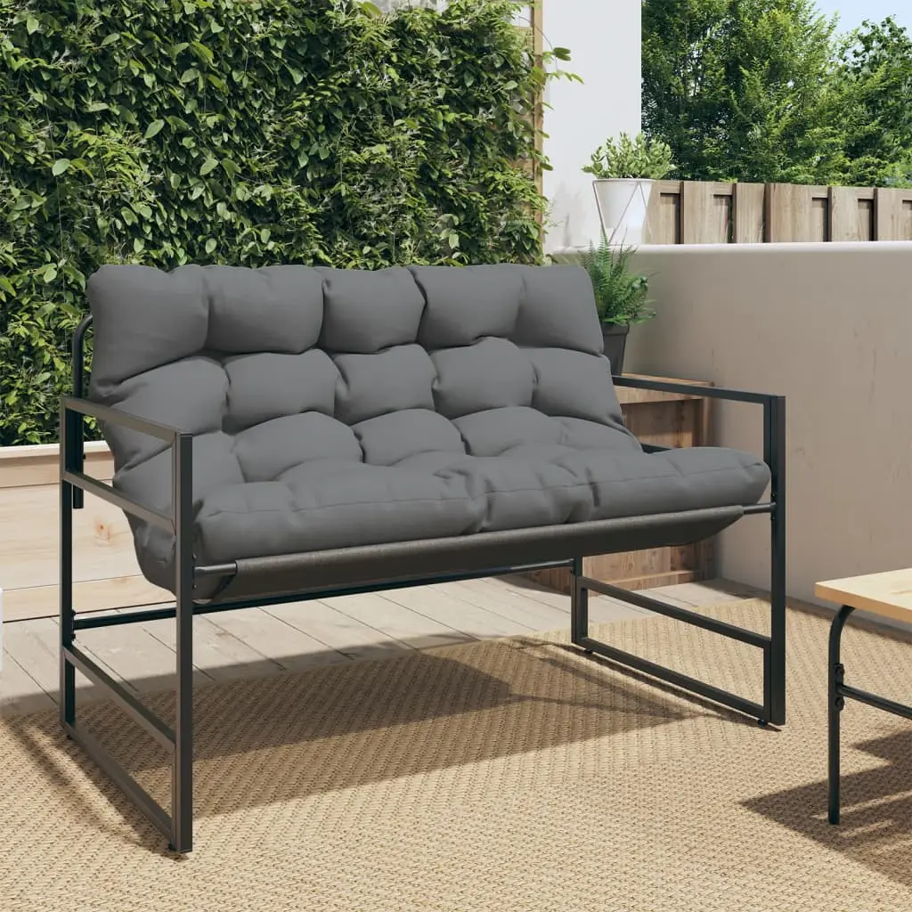 vidaXL Garden Bench with Cushion Anthracite 113 cm Steel