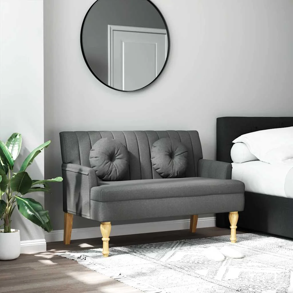 vidaXL Bench with Cushions Dark Grey 113x64.5x75.5 cm Fabric