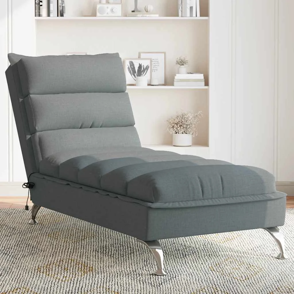 vidaXL Massage Chaise Lounge with Cushions Dark Grey Fabric