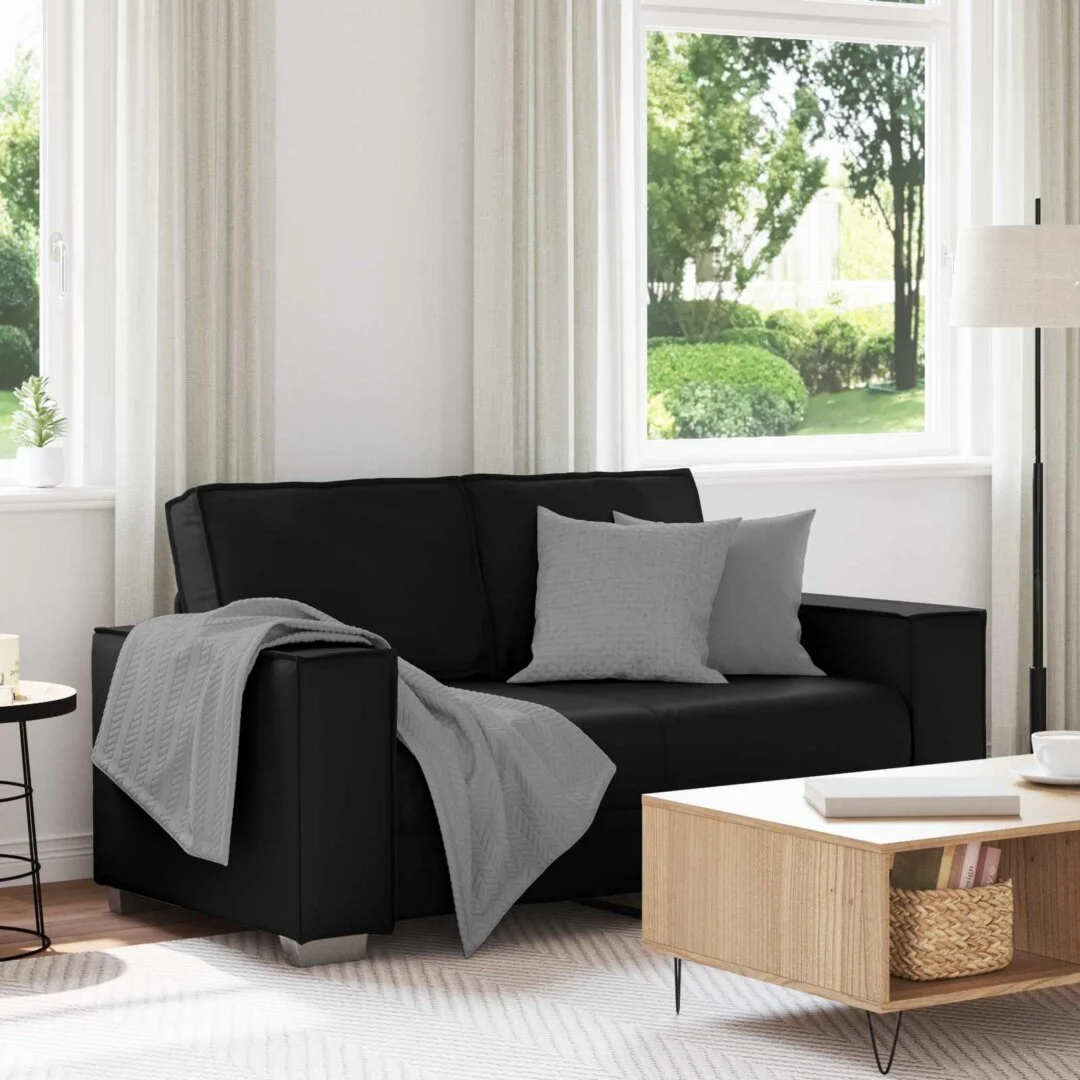 vidaXL Loveseat Sofa Black 160 cm Faux Leather