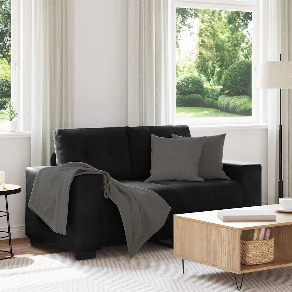 vidaXL Loveseat Sofa Black 160x77x82 cm Velvet – 160 x 77 x 82