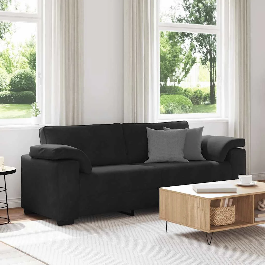 vidaXL 3-Seater Sofa Black 220x77x82 cm Velvet