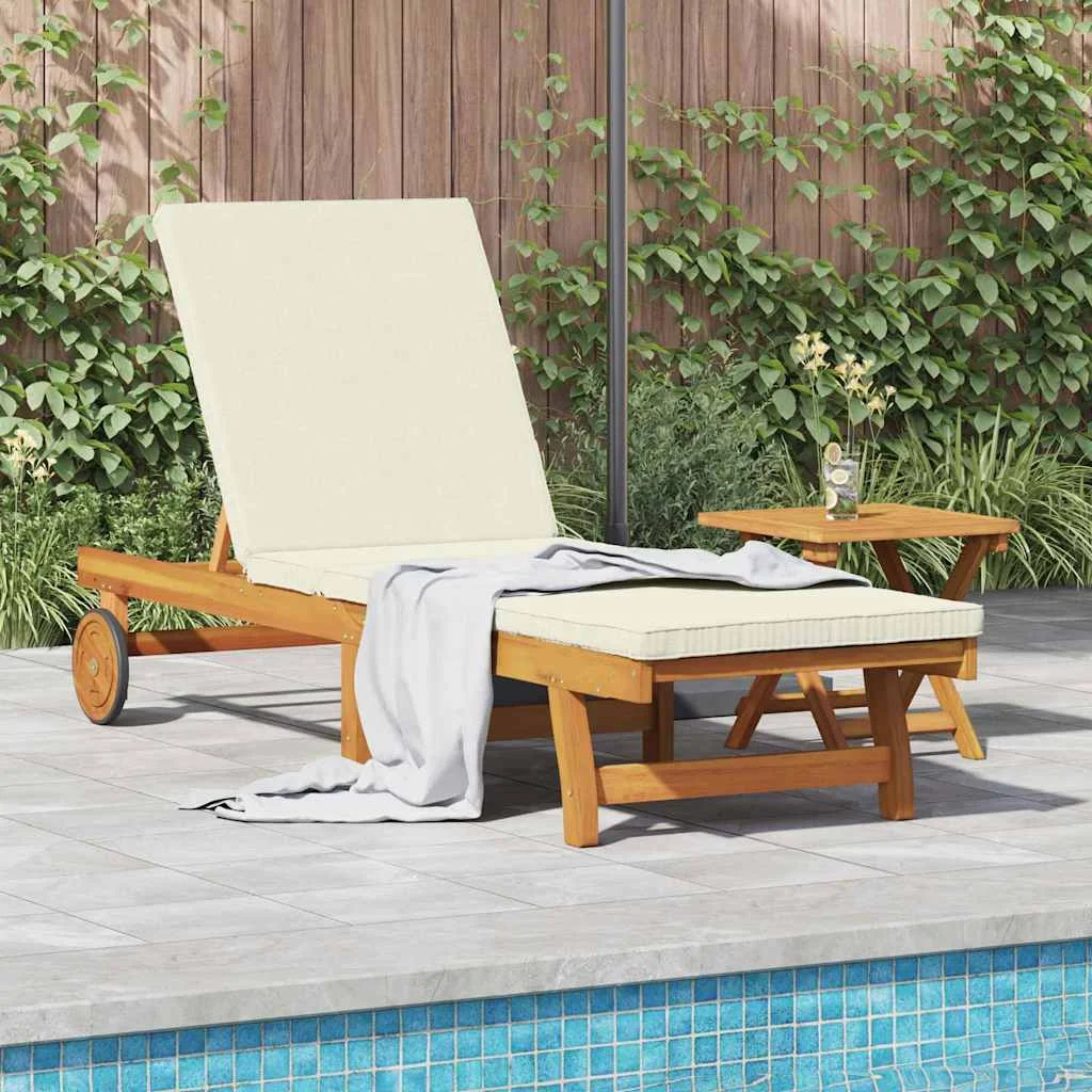 vidaXL Sun Lounger Brown and Cream 199 x 63 x 85 cm Solid Acacia Wood