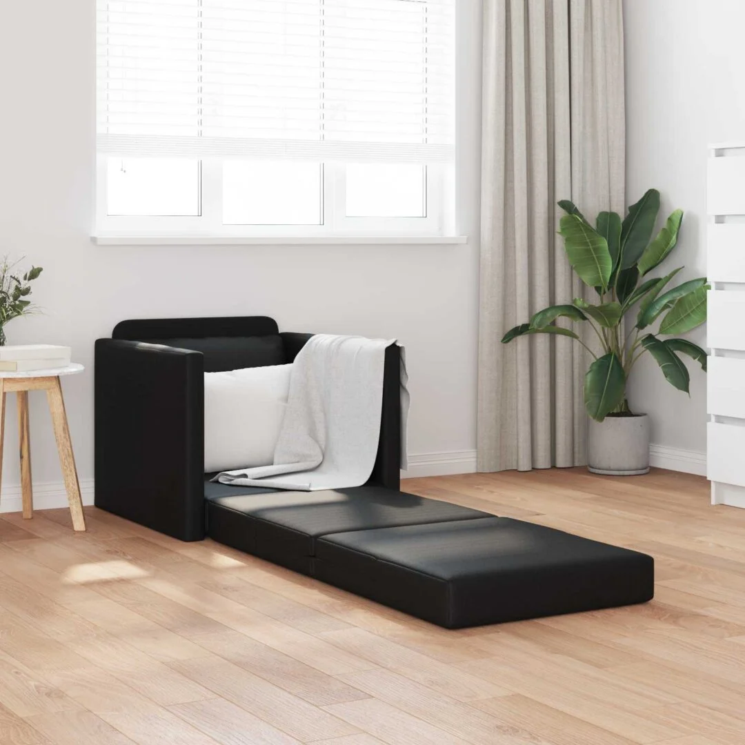 vidaXL Sofa Bed Black 74 x 77 x 81 cm Artificial Leather