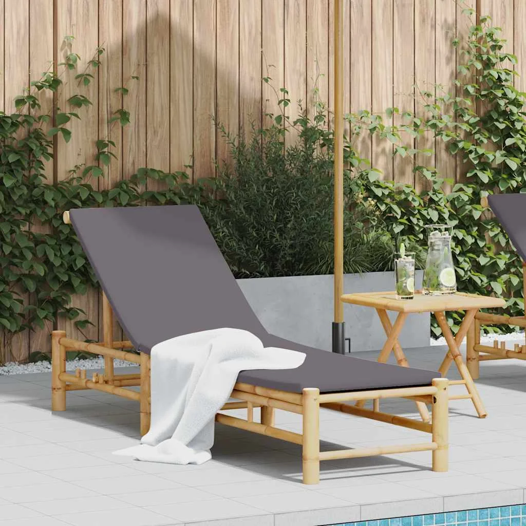 vidaXL Sun Lounger with Cushions 55x199x30 cm Bamboo