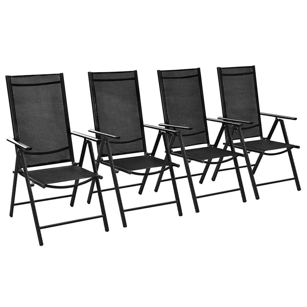 vidaXL Folding Chairs 4 pcs Aluminium and Textilene Black