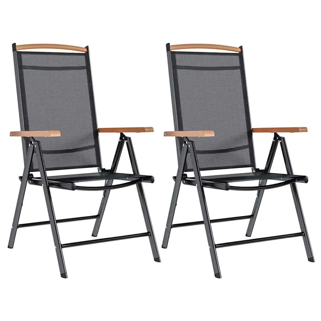 vidaXL Folding Chairs 2 pcs Aluminium and Textilene Black
