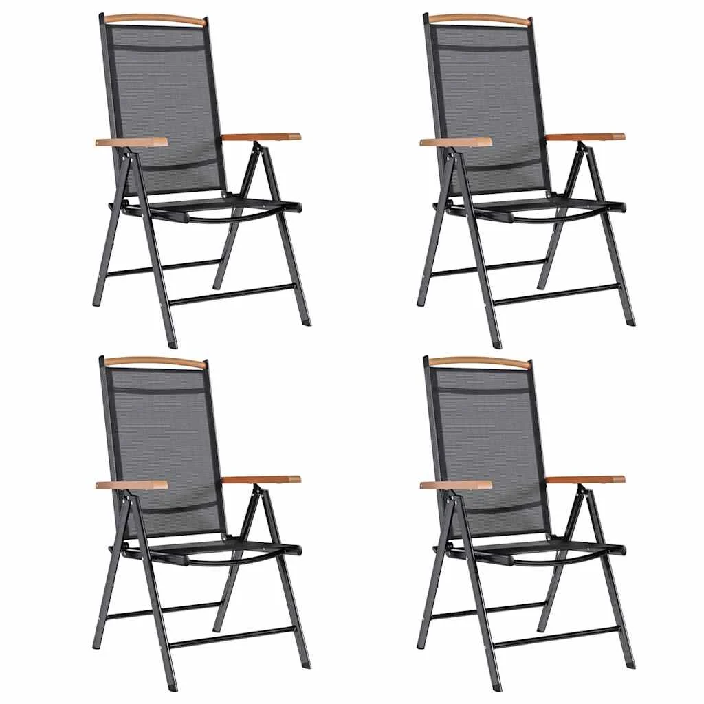 vidaXL Folding Chairs 4 pcs Aluminium and Textilene Black